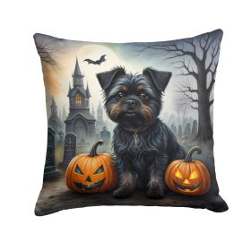 Affenpinscher Spooky Halloween Throw Pillow Machine Washable, Indoor Outdoor Decorative Pillow for Couch, Bed or Patio, 18Hx18W