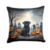 Black Pug Spooky Halloween Throw Pillow Machine Washable, Indoor Outdoor Decorative Pillow for Couch, Bed or Patio, 18Hx18W