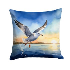 Gull Flying Low Throw Pillow Machine Washable, Indoor Outdoor Decorative Pillow for Couch, Bed or Patio, 14Hx14W