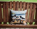 Oystercatchers Feeding Throw Pillow Machine Washable, Indoor Outdoor Decorative Pillow for Couch, Bed or Patio, 14Hx14W