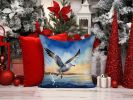 Gull Flying Low Throw Pillow Machine Washable, Indoor Outdoor Decorative Pillow for Couch, Bed or Patio, 14Hx14W