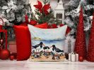 Oystercatchers Feeding Throw Pillow Machine Washable, Indoor Outdoor Decorative Pillow for Couch, Bed or Patio, 14Hx14W