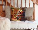 Yorkshire Terrier Yorkie and Santa Claus Throw Pillow Machine Washable, Indoor Outdoor Decorative Pillow for Couch, Bed or Patio, 14Hx14W