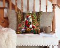 Mastiff and Santa Claus Throw Pillow Machine Washable, Indoor Outdoor Decorative Pillow for Couch, Bed or Patio, 14Hx14W