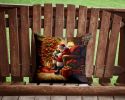 Yorkshire Terrier Yorkie and Santa Claus Throw Pillow Machine Washable, Indoor Outdoor Decorative Pillow for Couch, Bed or Patio, 14Hx14W