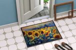 Sunflowers in Watercolor Doormat Front Door Mat Indoor Outdoor Rugs for Entryway, Non Slip Washable Low Pile, 24H X 36W