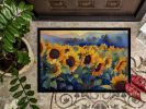 Sunflowers in Watercolor Doormat Front Door Mat Indoor Outdoor Rugs for Entryway, Non Slip Washable Low Pile, 24H X 36W