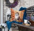 Chantilly Tiffany Cat in Fall Leaves Throw Pillow Machine Washable, Indoor Outdoor Decorative Pillow for Couch, Bed or Patio, 18Hx18W