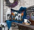 Westie Spooky Halloween Throw Pillow Machine Washable, Indoor Outdoor Decorative Pillow for Couch, Bed or Patio, 18Hx18W