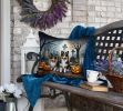Sheltie Spooky Halloween Throw Pillow Machine Washable, Indoor Outdoor Decorative Pillow for Couch, Bed or Patio, 18Hx18W