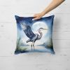 Blue Heron Under the Moonlight Throw Pillow Machine Washable, Indoor Outdoor Decorative Pillow for Couch, Bed or Patio, 18Hx18W