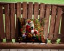 Mastiff and Santa Claus Throw Pillow Machine Washable, Indoor Outdoor Decorative Pillow for Couch, Bed or Patio, 14Hx14W
