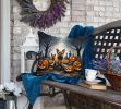 Norwich Terrier Spooky Halloween Throw Pillow Machine Washable, Indoor Outdoor Decorative Pillow for Couch, Bed or Patio, 18Hx18W