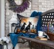 Doberman Pinscher Spooky Halloween Throw Pillow Machine Washable, Indoor Outdoor Decorative Pillow for Couch, Bed or Patio, 18Hx18W