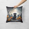 Black Pug Spooky Halloween Throw Pillow Machine Washable, Indoor Outdoor Decorative Pillow for Couch, Bed or Patio, 18Hx18W