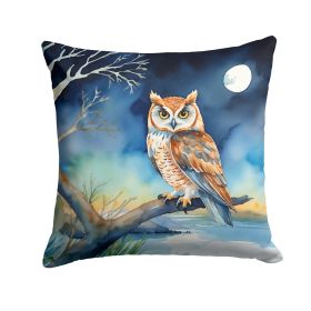 Owl Perched in Coastal Tree Throw Pillow Machine Washable, Indoor Outdoor Decorative Pillow for Couch, Bed or Patio, 14Hx14W (Default: Default)