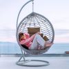 Grey/Red/Black/Blue/Brown Egg Chair Cushion, Basket Chair Cushion with Pillow, Soft Outdoor Swing Cushion