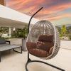 Grey/Red/Black/Blue/Brown Egg Chair Cushion, Basket Chair Cushion with Pillow, Soft Outdoor Swing Cushion