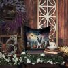 Boston Terrier Spooky Halloween Throw Pillow Machine Washable, Indoor Outdoor Decorative Pillow for Couch, Bed or Patio, 18Hx18W